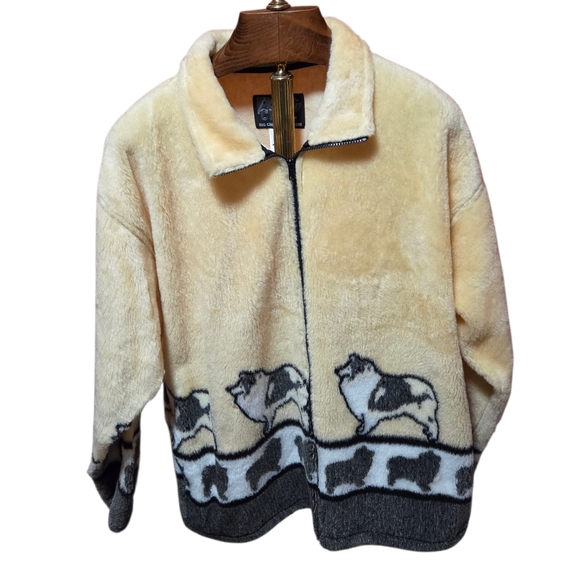 Big Chill Jackets & Blazers - Vintage 90s Y2K Big Chill Fleece Dog Sheltie Collie Zip Jacket Size XXL